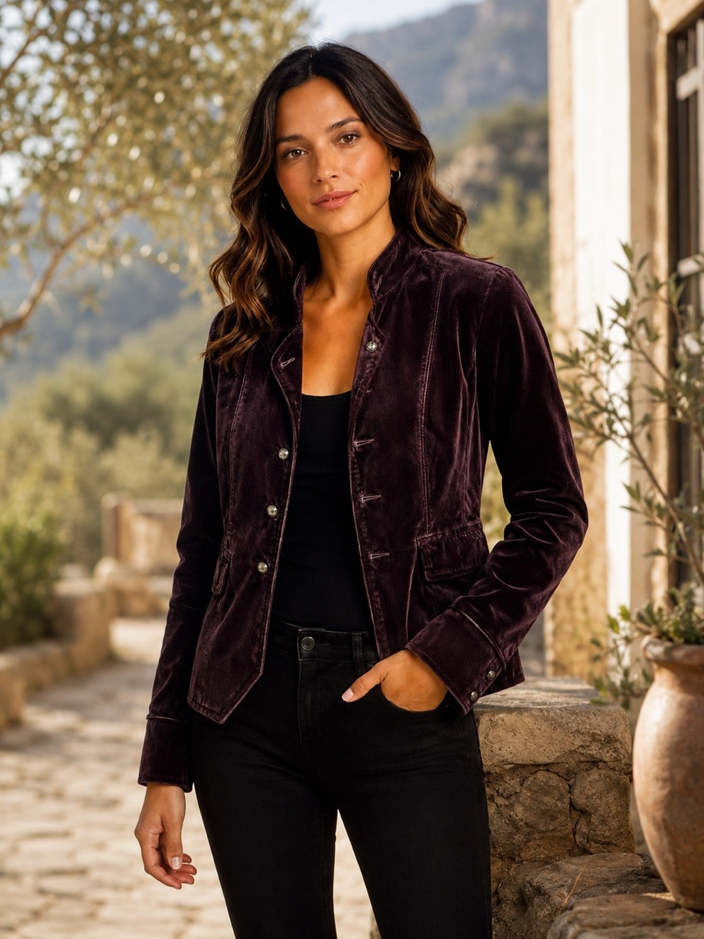 New Anthropologie Kut from the Dark Purple Corduroy Button Front Jacket Sz S